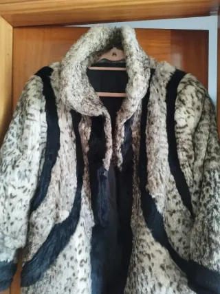 Abrigo Piel Conejo Animal Print Talla M/L