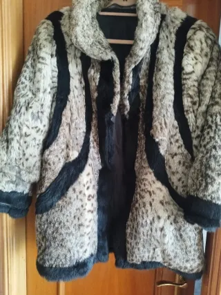 Abrigo Piel Conejo Animal Print Talla M/L