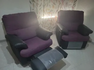 2 Sillones Relax Tela y Piel con sistema balancin.