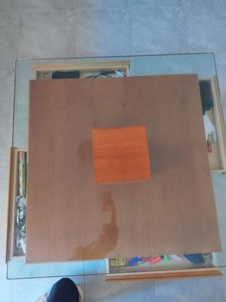 Mesa centro madera y cristal