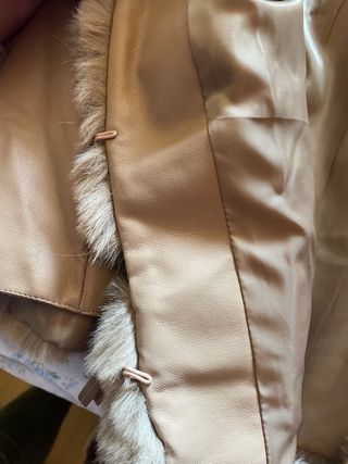 Chaqueta Pelo y Cuero Beige Talla L
