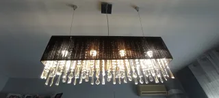 Lámpara de techo moderna tela y cristal