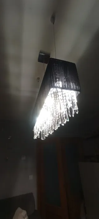 Lámpara de techo moderna tela y cristal