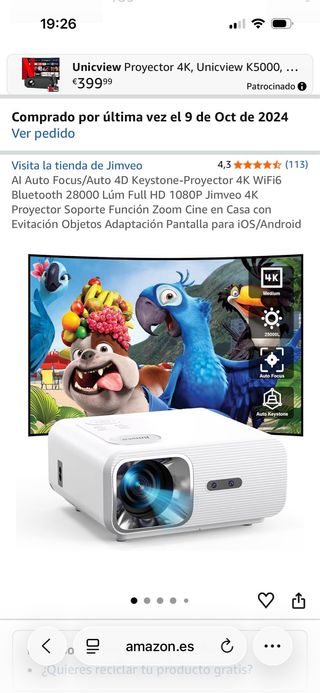 Proyector Jimveo Blanco