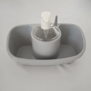 Suporte Esfregão Loiça com Doseador Cinza