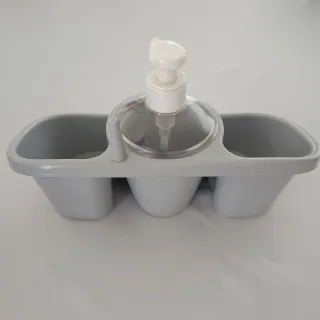 Suporte Esfregão Loiça com Doseador Cinza