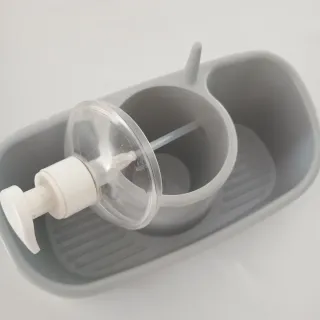 Suporte Esfregão Loiça com Doseador Cinza