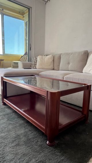 Mesa de centro madera y cristal