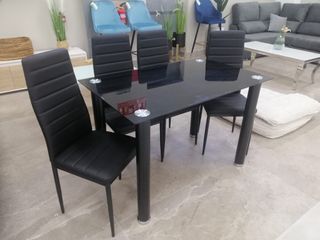 REBAJA MESA DE CRISTAL + 4 SILLAS POLIPIEL