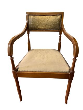 Sillón madera y tela marrón/dorado