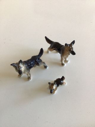 3 Miniaturas Pastor Alemán Porcelana