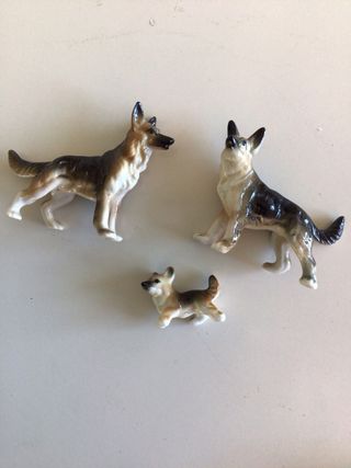 3 Miniaturas Pastor Alemán Porcelana