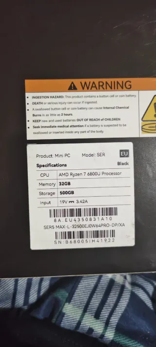 Mini PC Beelink SER5 MAX - Ryzen 7 6800U