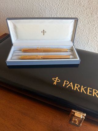 Set Penna Parker 75 Grain d'orge dorada