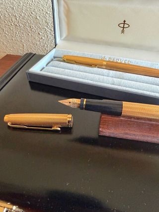 Set Penna Parker 75 Grain d'orge dorada