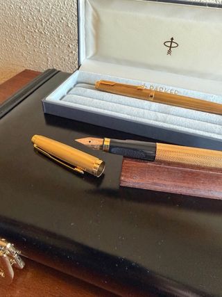Set Penna Parker 75 Grain d'orge dorada