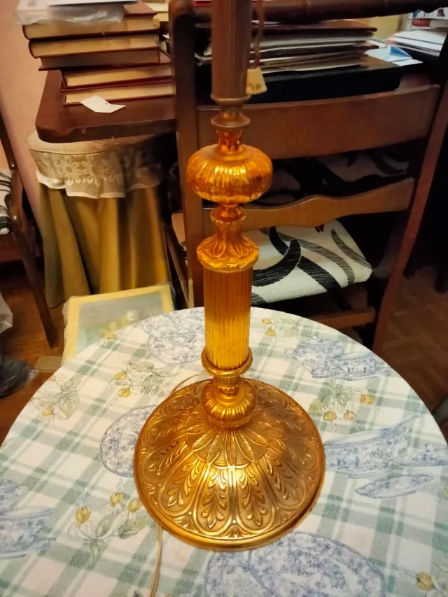 Lámpara vintage tulipa tela y metal