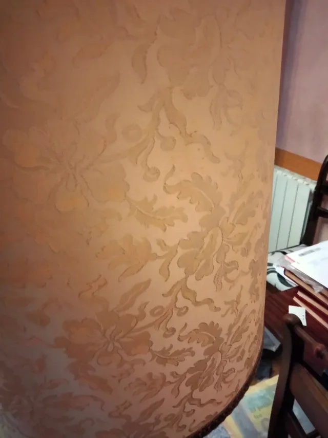 Lámpara vintage tulipa tela y metal