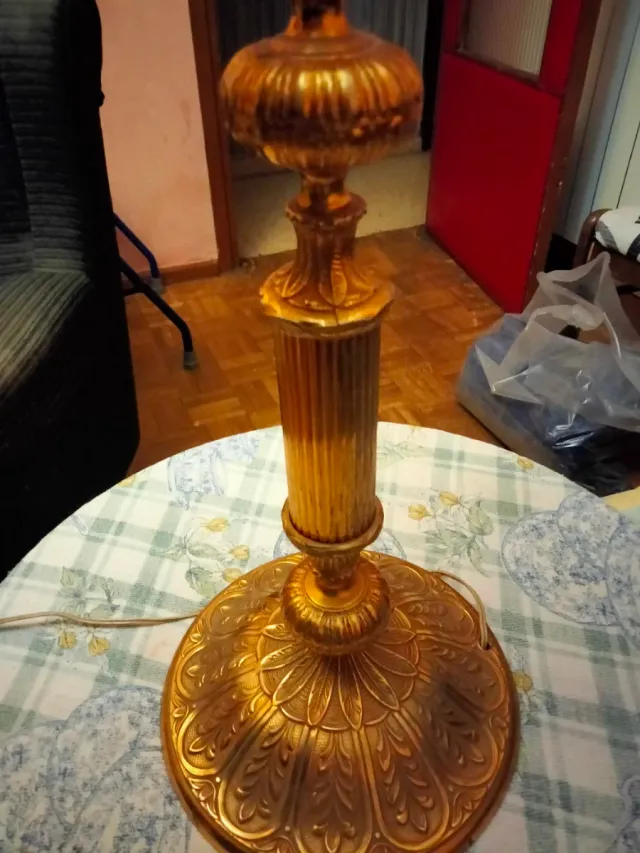 Lámpara vintage tulipa tela y metal