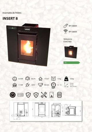 EStufa de Pellets insertable Nueva ESA67082GRA