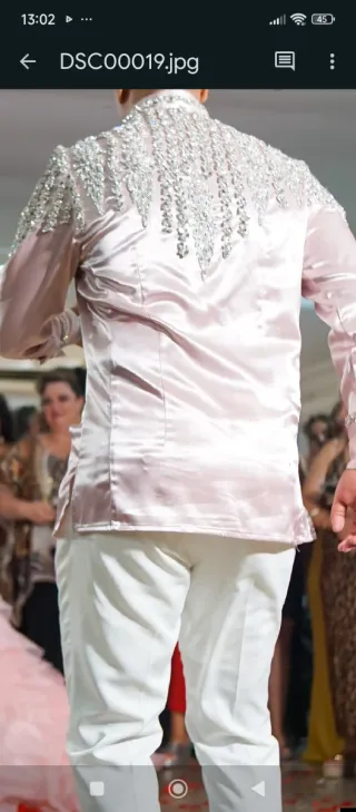 Camisa hombre pedrería rosa y plata