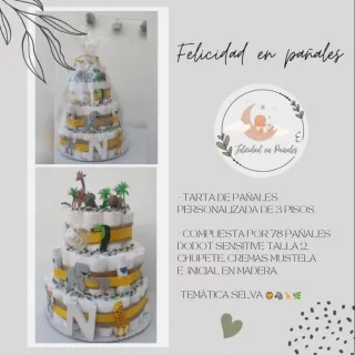Tarta de Pañales Personalizada 3 Pisos Selva