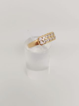 J-0808 Anillo Oro 18K Doble Hilera Cristales