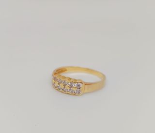 J-0808 Anillo Oro 18K Doble Hilera Cristales