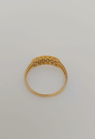 J-0808 Anillo Oro 18K Doble Hilera Cristales