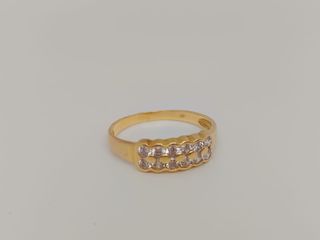 J-0808 Anillo Oro 18K Doble Hilera Cristales