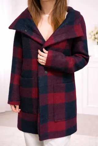 Casaco xadrez azul escuro e bordeaux