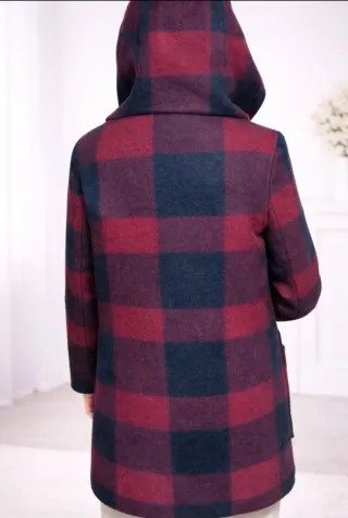 Casaco xadrez azul escuro e bordeaux