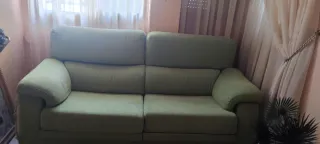 Sofá 3 plazas verde tela