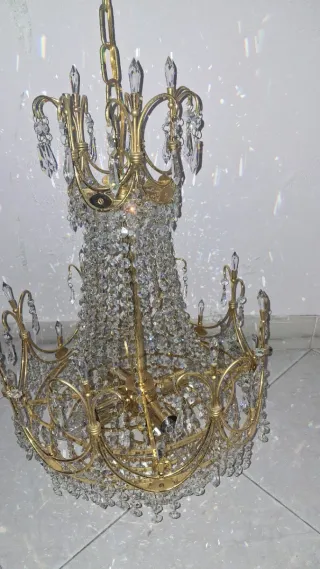 Lampadario oro e cristallo