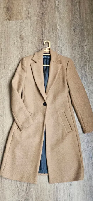 Abrigo Zara Lana Marrón Talla XS
