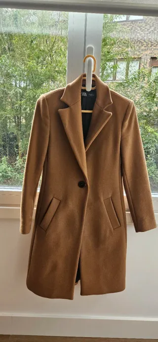 Abrigo Zara Lana Marrón Talla XS