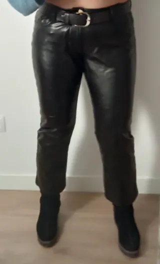 Pantalones Polipiel Trussardi Negros Talla 46