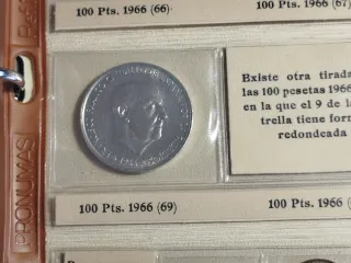 Colección 5 Monedas 100 Pesetas Plata 1966