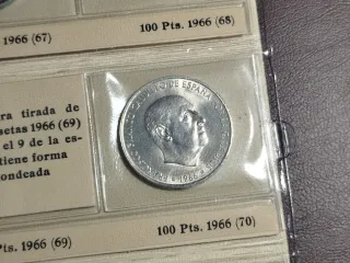 Colección 5 Monedas 100 Pesetas Plata 1966