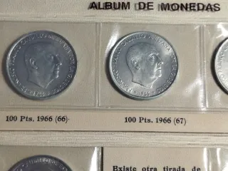 Colección 5 Monedas 100 Pesetas Plata 1966