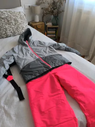 Traje de esquí niña gris y rosa