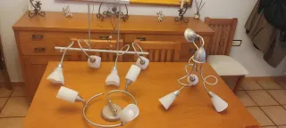 Lote 3 lámparas plata y cristal