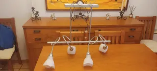 Lote 3 lámparas plata y cristal