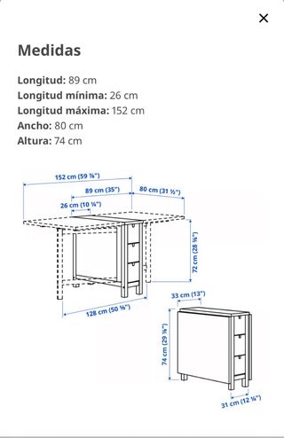 Mesa alas abatibles IKEA