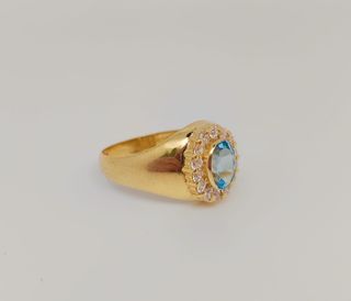 J 0811 Anillo Oro 18K Aguamarina Central