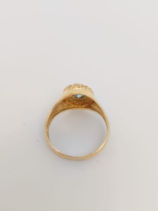 J 0811 Anillo Oro 18K Aguamarina Central