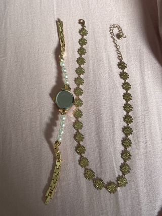 Colgante y reloj acero inoxidable oro