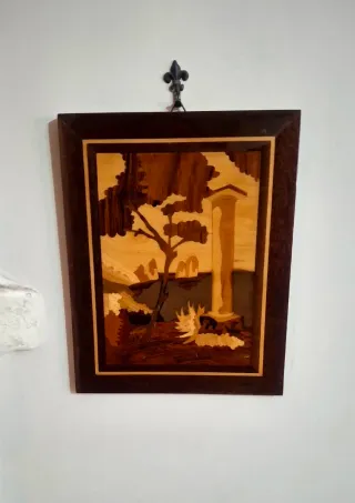 Quadro intarsiato in legno paesaggio