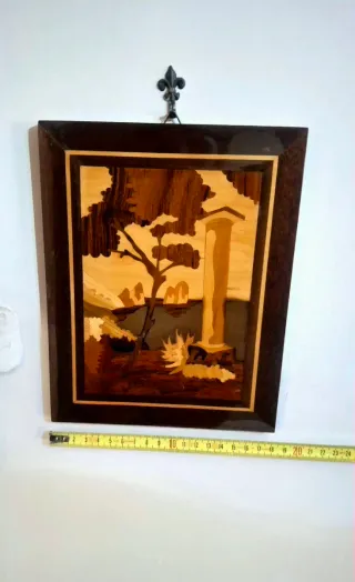 Quadro intarsiato in legno paesaggio