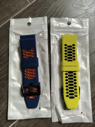 2 Correas Garmin Fenix 26mm Azul y Amarillo